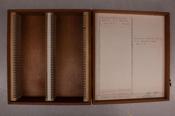 Media type: image;   Special Collections 3517 documents cataloged_item 3518 documents cataloged_item 3519 Description: Digital photo of Northcutt box to document exterior and interior text.;